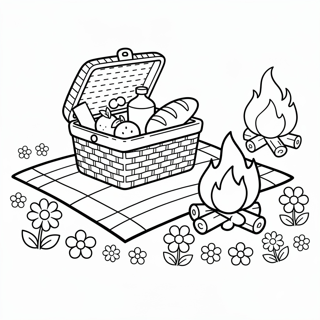 Picknickfilt vid den varma brasan
