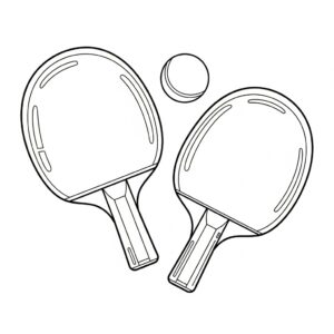 Pingisracketar och boll målarbild