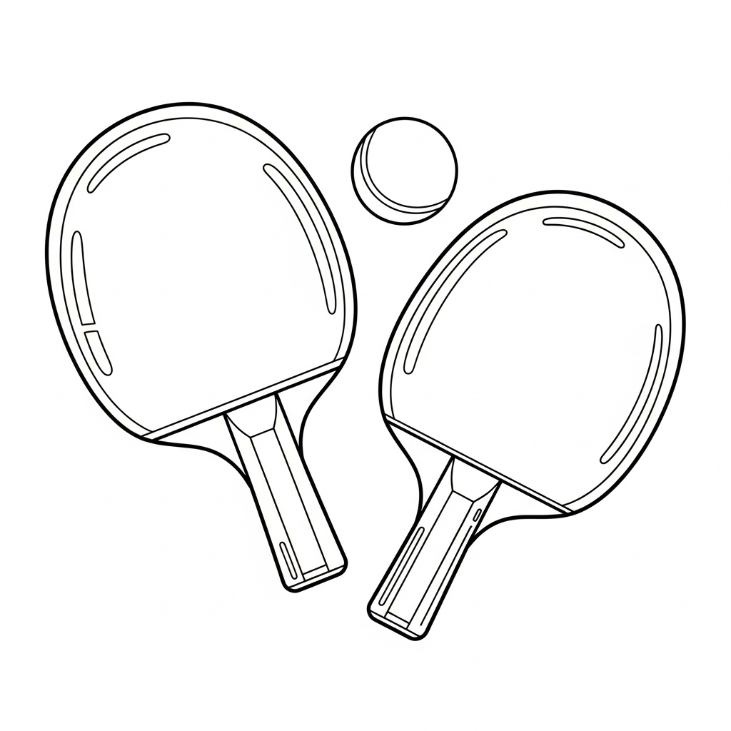 Pingisracketar och boll målarbild