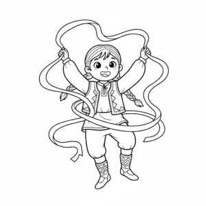 Pingst målarbild: folkdansare