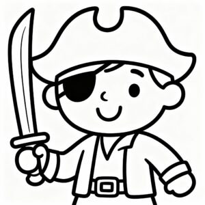 Pirat med svärd – utskrivbar målarbild