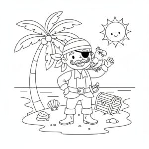Pirat på stranden målarbild