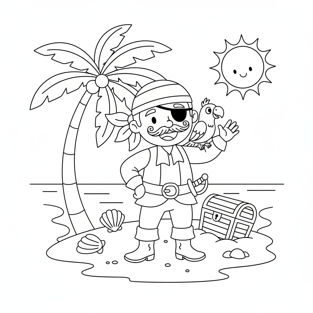 Pirat på stranden målarbild