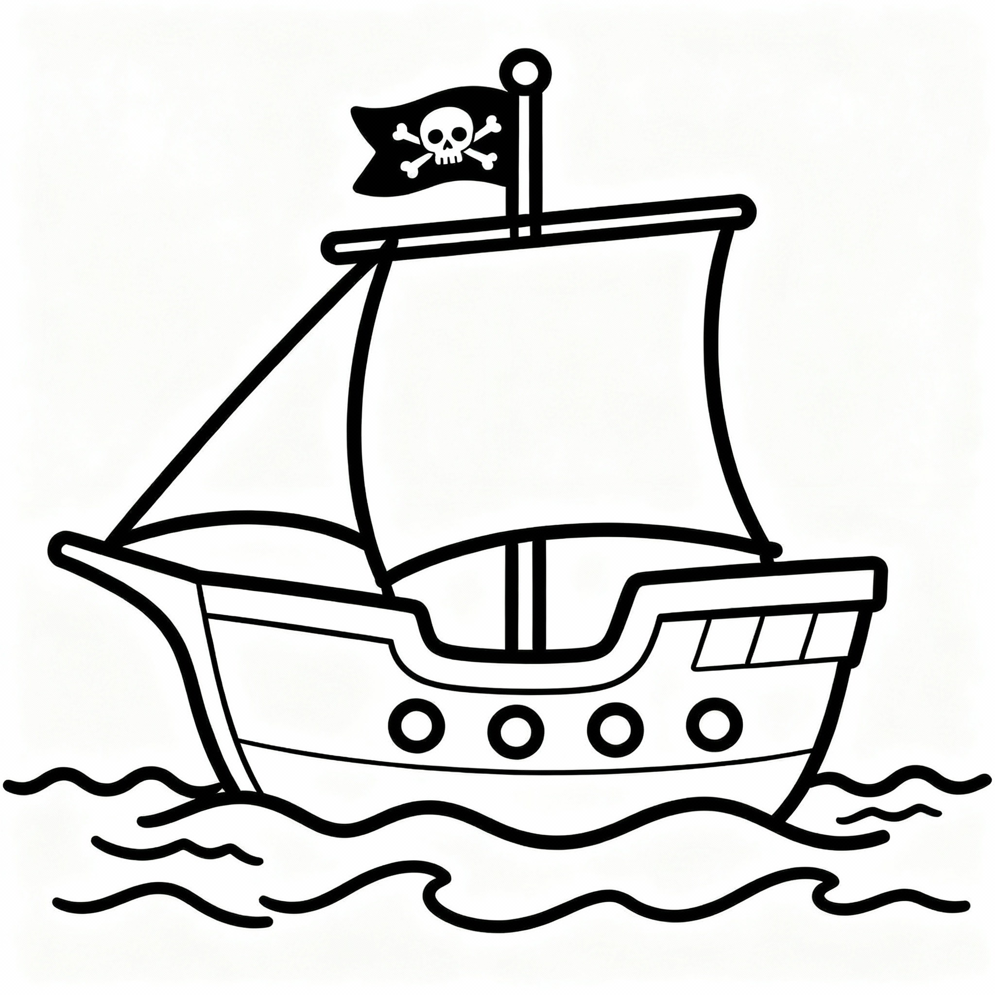 Piratbåt på havet med flagga