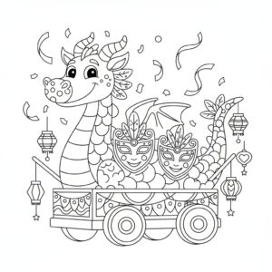 Prålig maskeradparad med detaljerad vagn