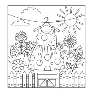 Prickig sommarklänning målarbild