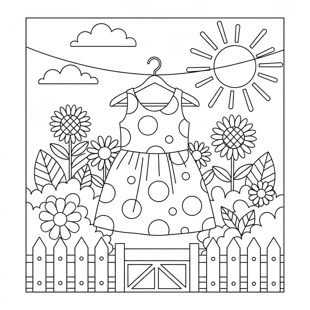 Prickig sommarklänning målarbild