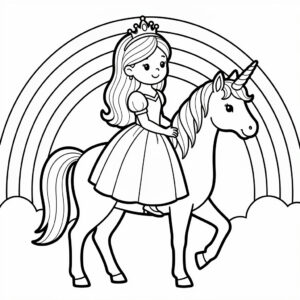 Prinsessa på enhörning målarbild
