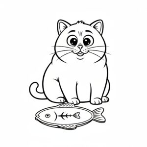 Pudrig rund katt äter mellanmål
