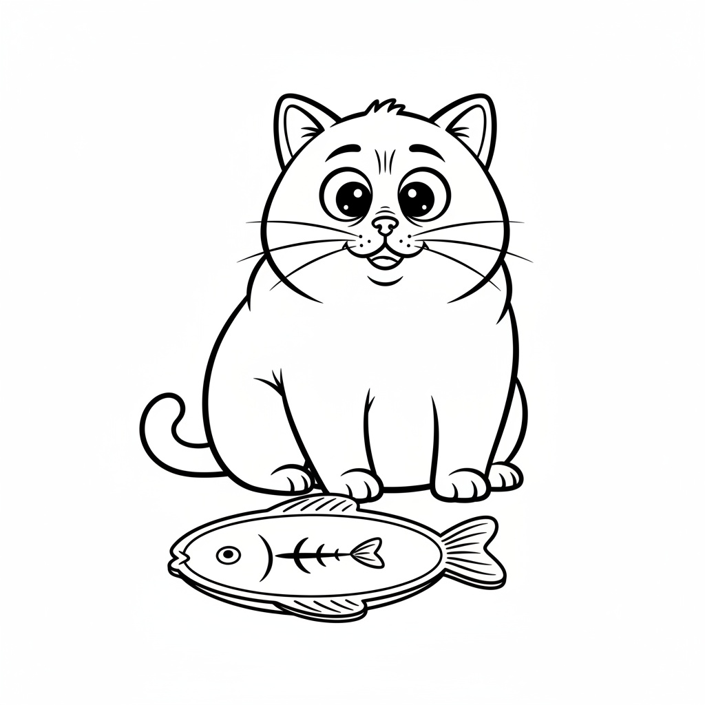 Pudrig rund katt äter mellanmål