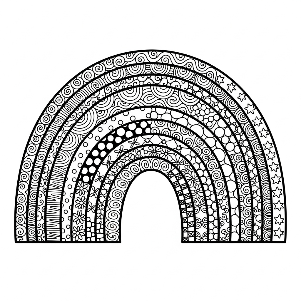 Regnbåge med zentangle-mönster