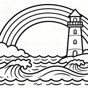Regnbåge över havet efter stormen