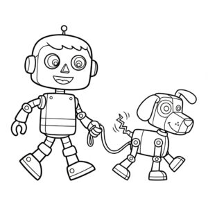 Coola robotar och mekaniska figurer målarbilder