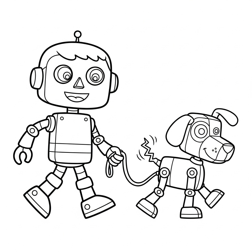 Robot målarbild med hundrobot