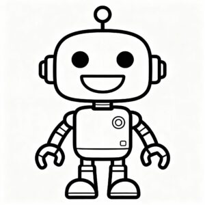 Robot målarbild med vänligt ansikte för förskolebarn