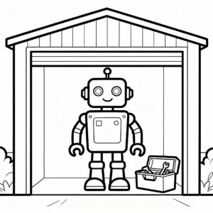 Robot ritning för barn: maskin i garaget