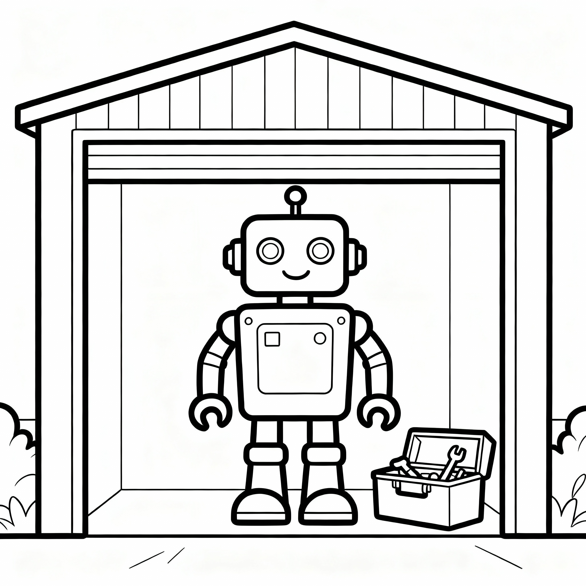 Robot ritning för barn: maskin i garaget