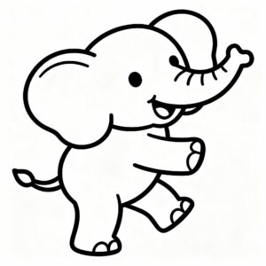 Rolig elefant målarbild i lekfull pose