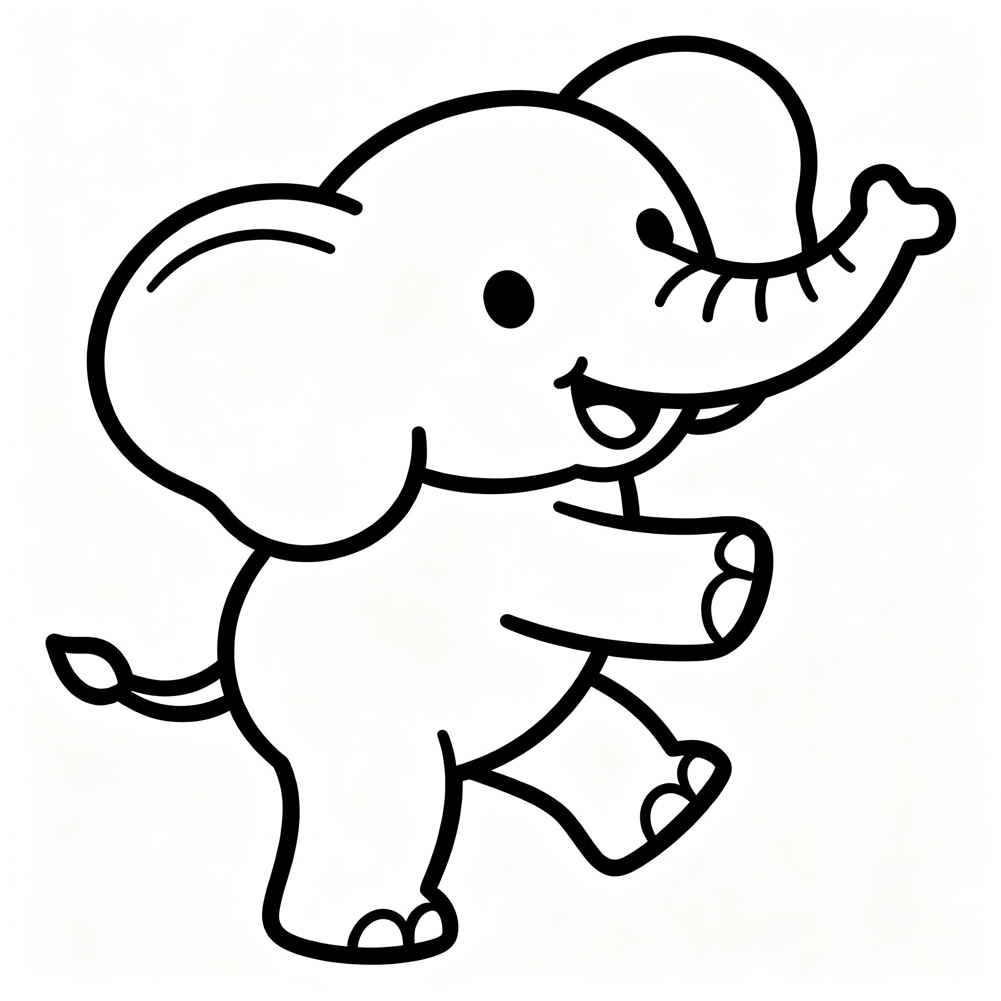 Rolig elefant målarbild i lekfull pose