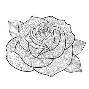 Ros i zentangle-stil