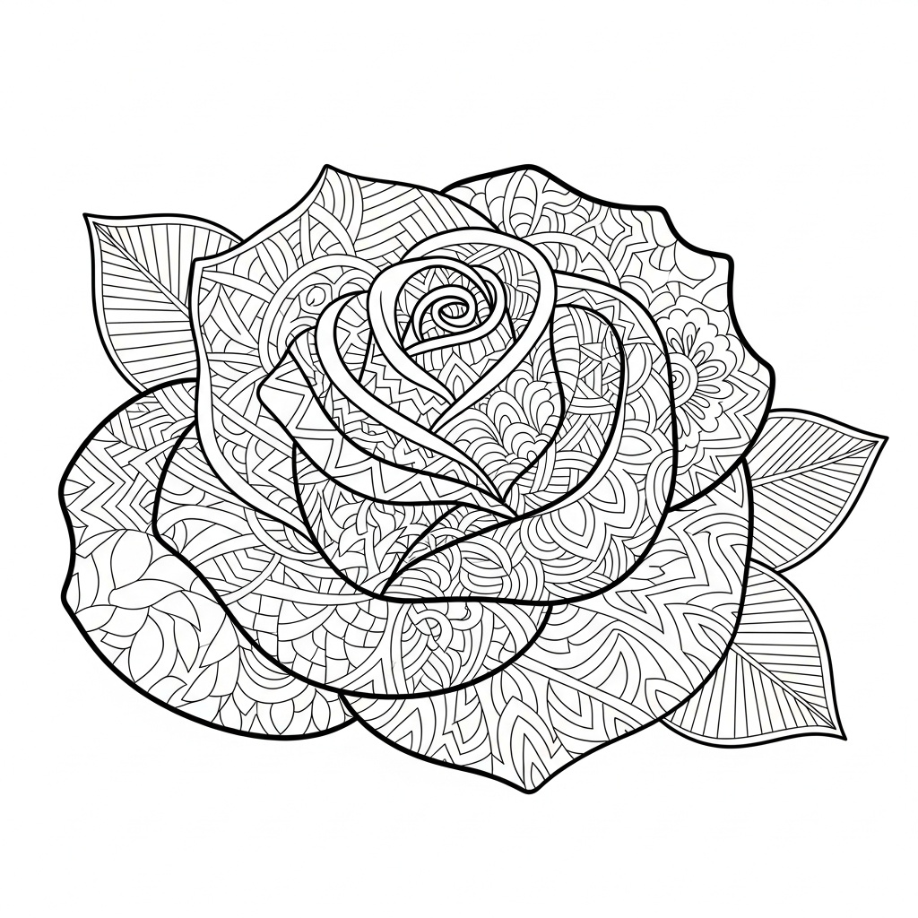 Ros i zentangle-stil