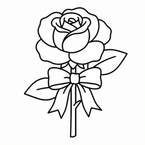Ros målarbild med rosett