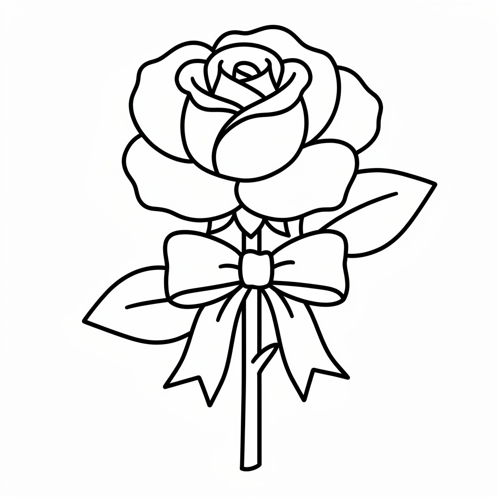 Ros målarbild med rosett