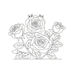 Rosbuske blommande målarbild