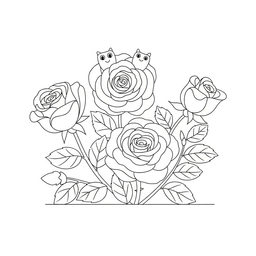 Rosbuske blommande målarbild