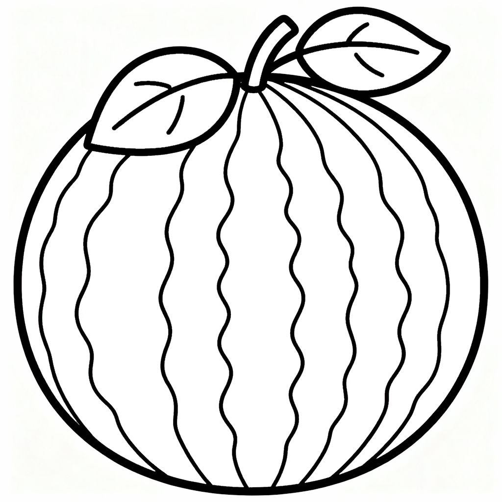Rund vattenmelon målarbild för förskolan