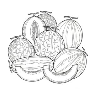 Samling av exotiska melonvarianter