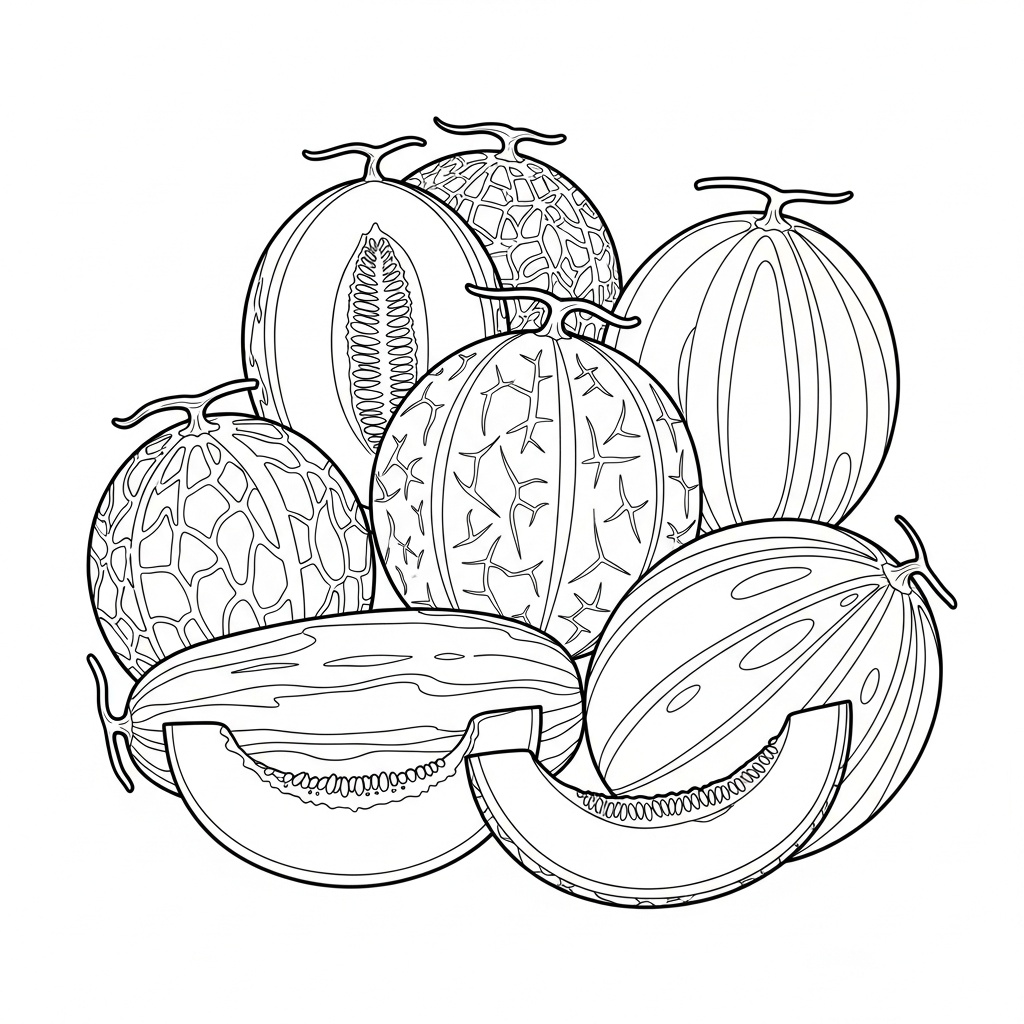 Samling av exotiska melonvarianter