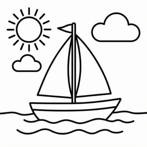 Segelbåt på vattnet: sommar målarbild