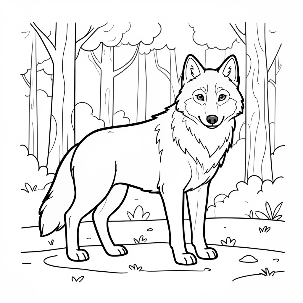 Skogsvarg målarbild i naturlig position