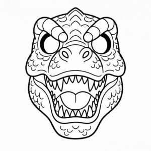 Skrämmande dinosauriemask att färglägga