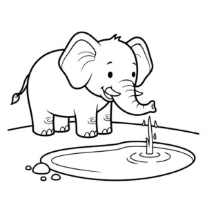 Skriv ut djurparksbild med elefant