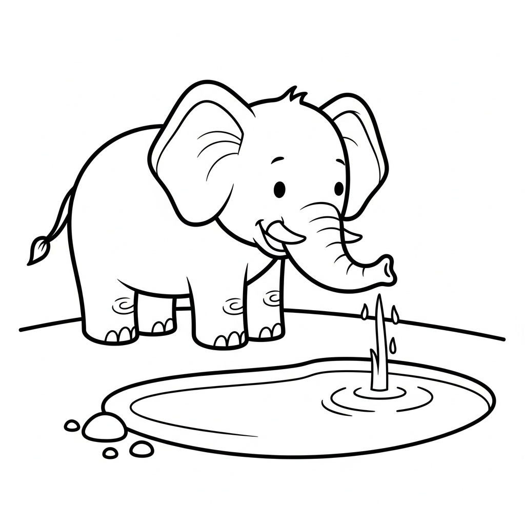 Skriv ut djurparksbild med elefant