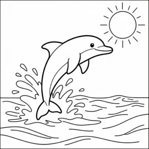 Skriv ut flasknosdelfin att färglägga när den hoppar