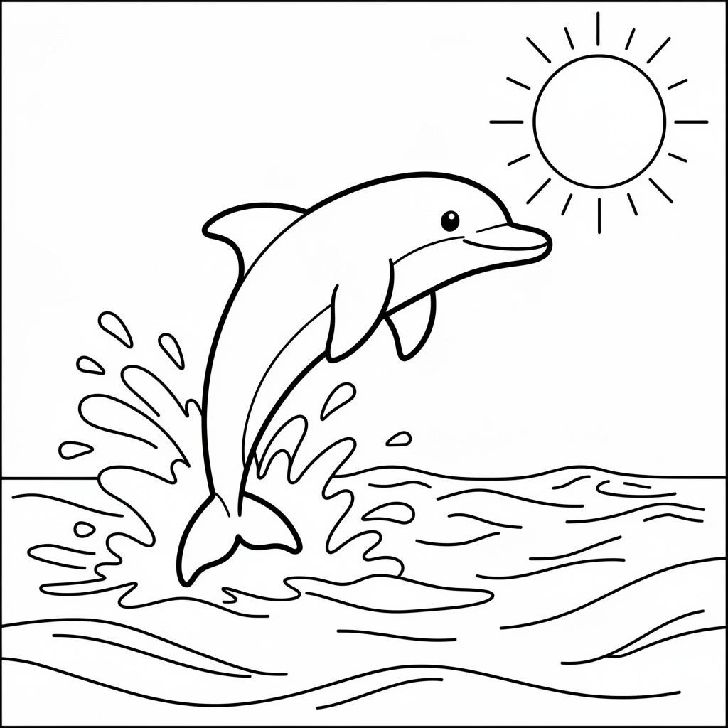 Skriv ut flasknosdelfin att färglägga när den hoppar