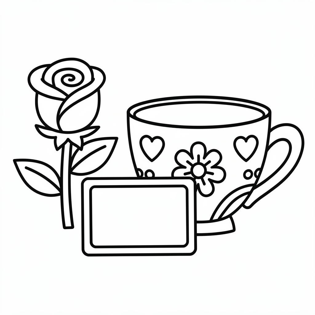 Skriv ut mors dag målarbild med tekopp