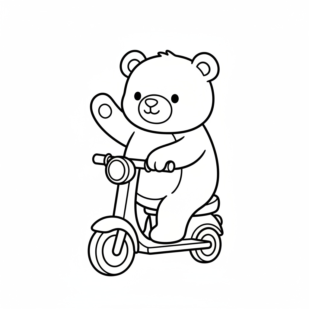 Skriv ut motorcykelbild – söt nalle på motorcykel