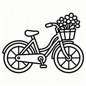 Skriv ut och färglägg cykel med korg