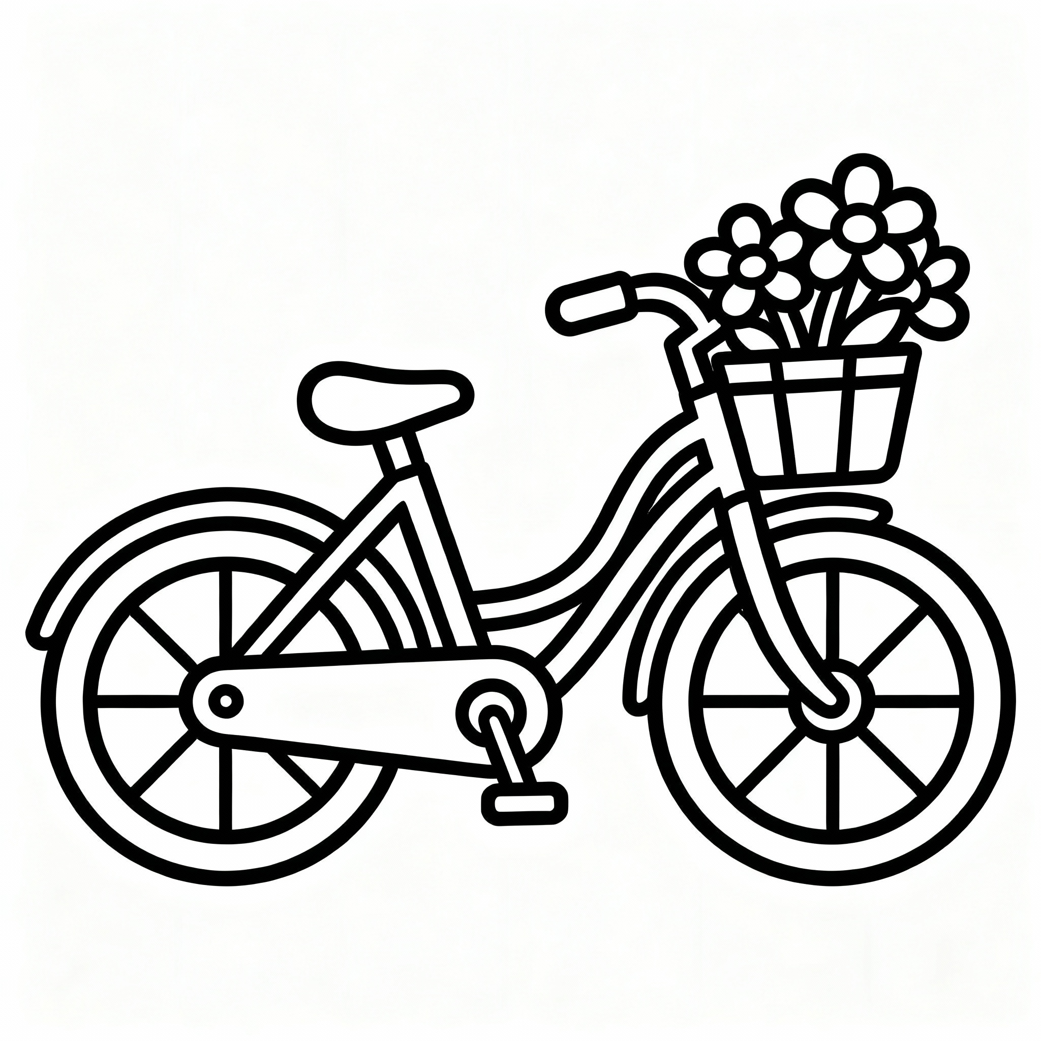 Skriv ut och färglägg cykel med korg