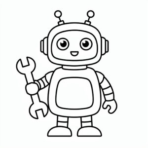 Skriv ut och måla robot med knappar