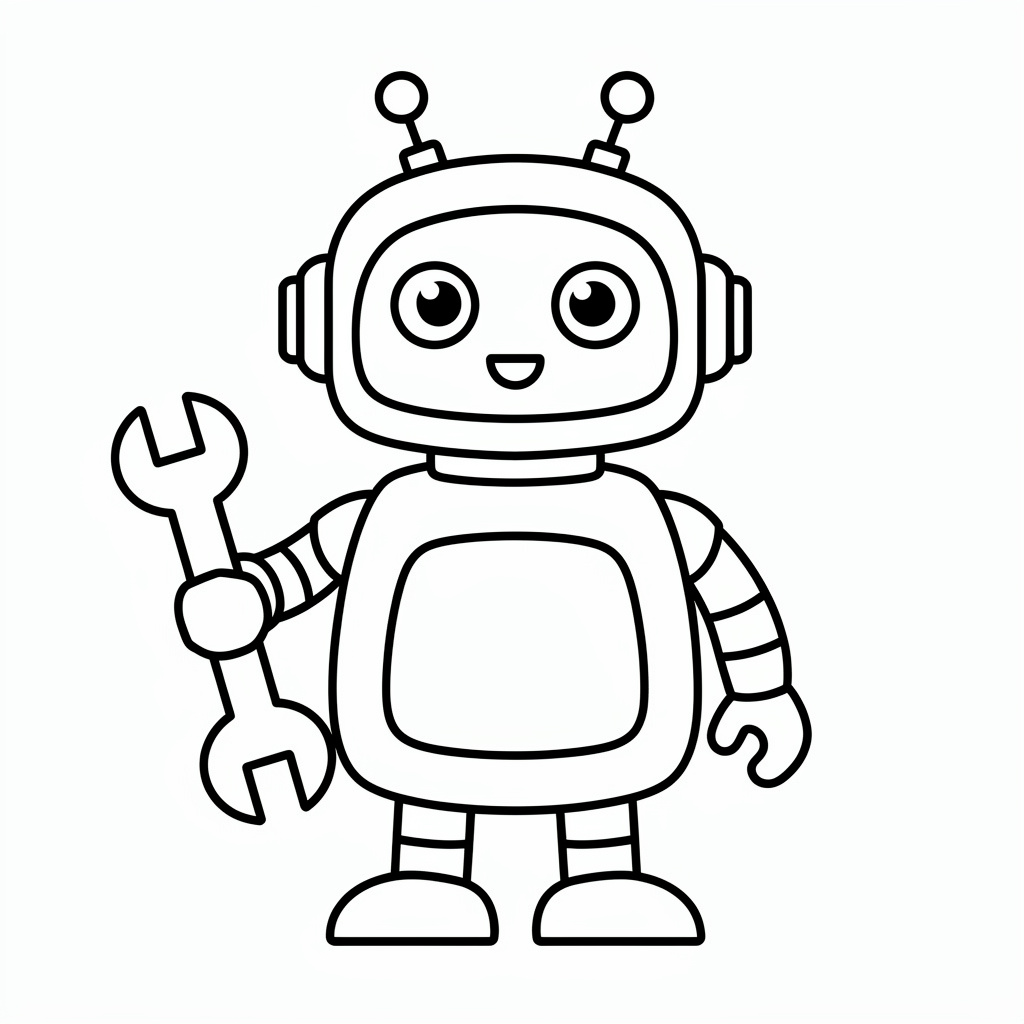 Skriv ut och måla robot med knappar