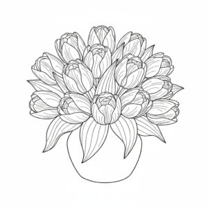 Skriv ut tulpan målarbild med detaljerade blommotiv för vuxna