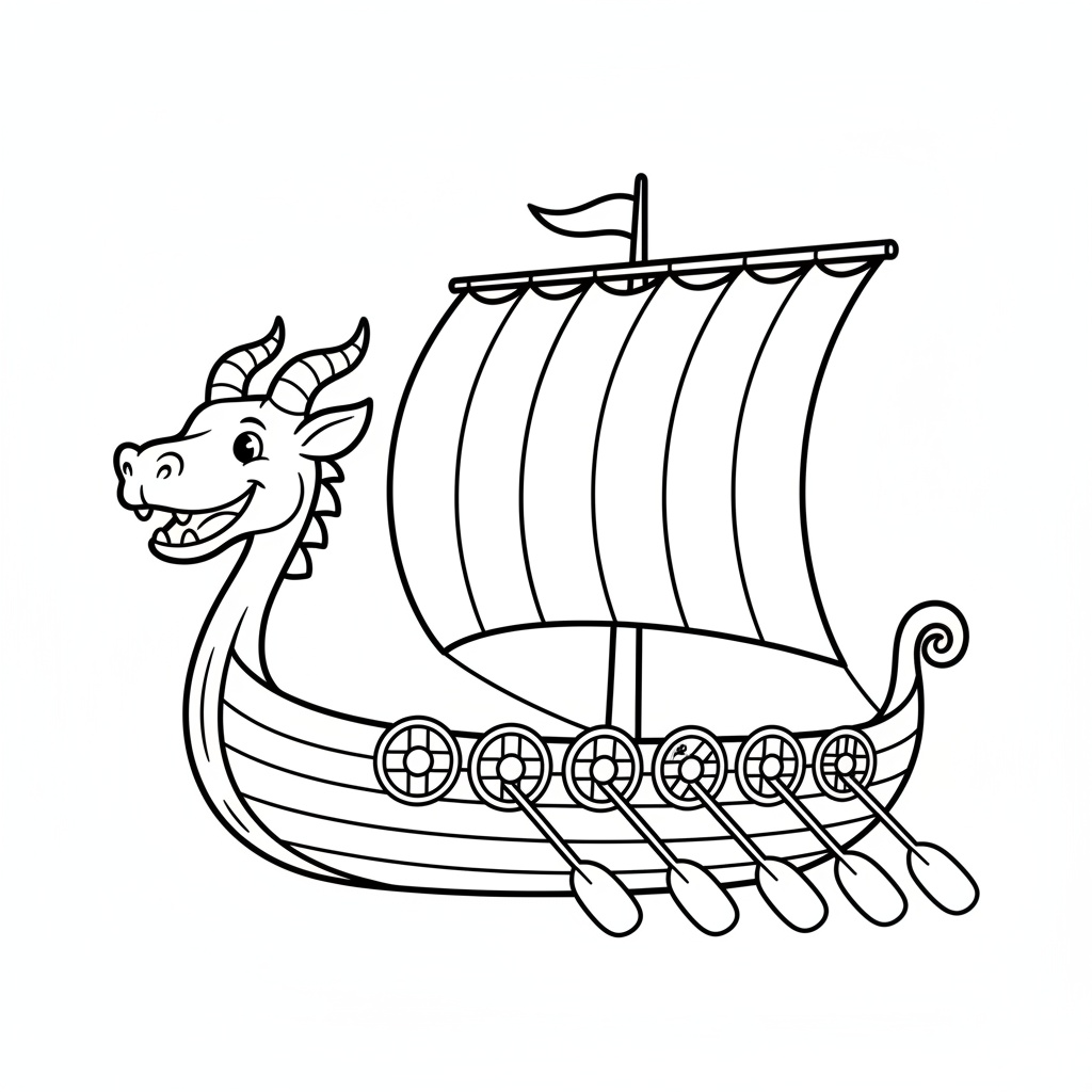 Skriv ut vikingaskepp för barn