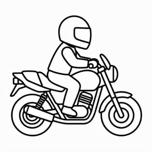 Snabb motorcykelteckning med hjälm för förskolebarn