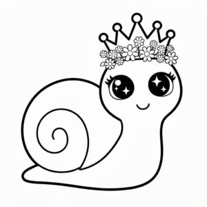 Snigel med blommig krans och sagolika ögon