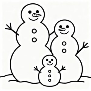 Snögubbe familjescen målarbild